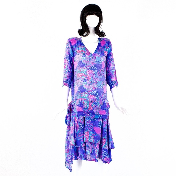 VTG 80's Chez Zvanni India SILK Dress - Picture 2 of 6